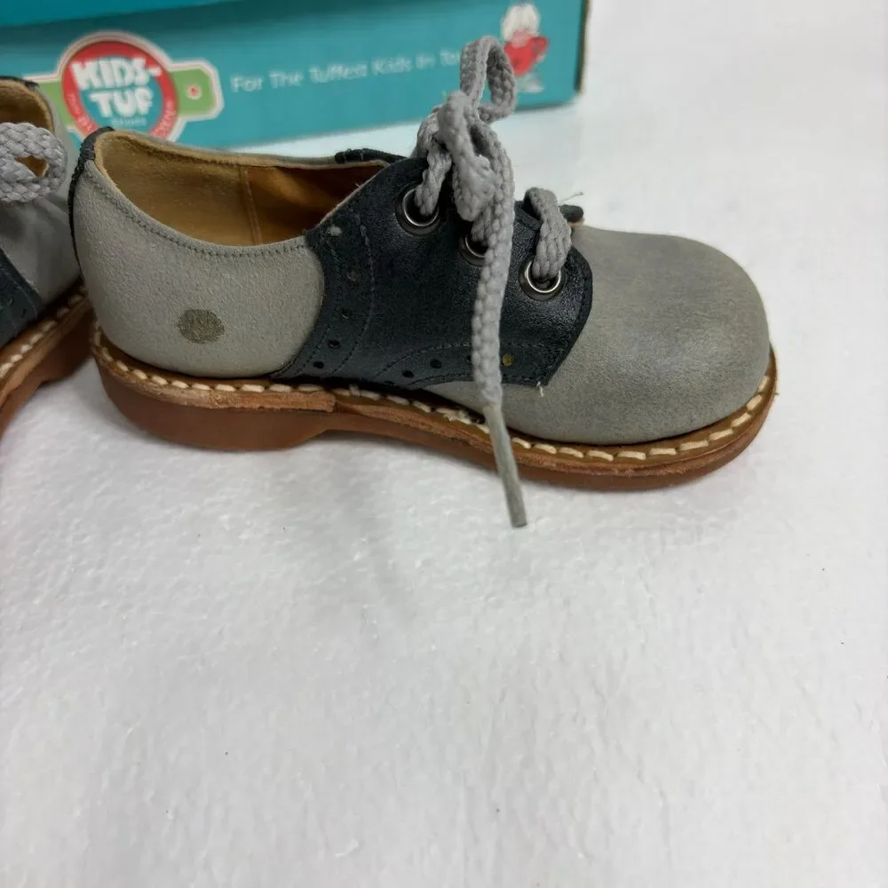Buster Brown Vintage Kids Two Toned Unisex Saddle Oxford Shoes Size5D Gray Black